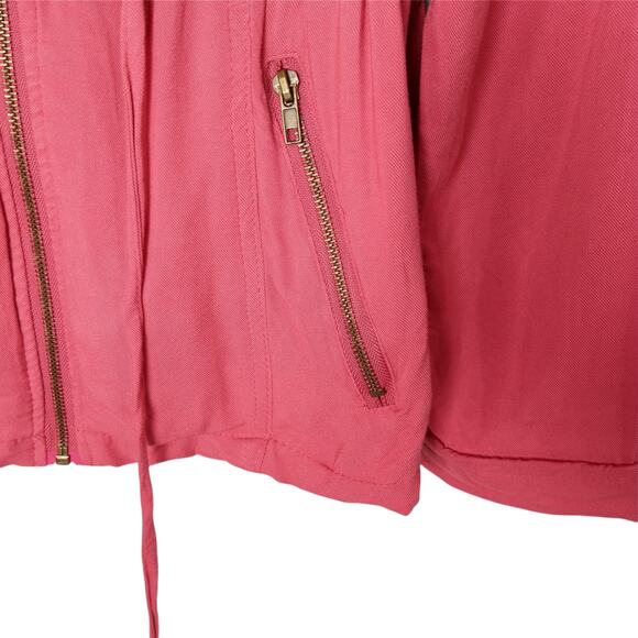 WET SEAL Womens XL Pink Utility Jacket Full Zip Front Drawstring Waist‎ Pockets - Picture 6 of 10